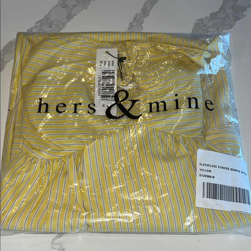 New York & Company Yellow Striped Bowtie Midi Sun Dress - Picture 4 of 6